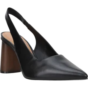 Evening Footwear Classy High Heels Women's Genesis Wooden Heel In Black Leather