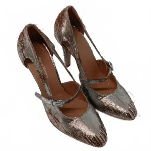 Women's Bleach Lurex Mary-Jane Pumps In Silver/tan Urban Style