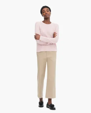 Comfy Stretch Relaxed Flex Slub Jersey Long Sleeve Crop Tee - English Rose