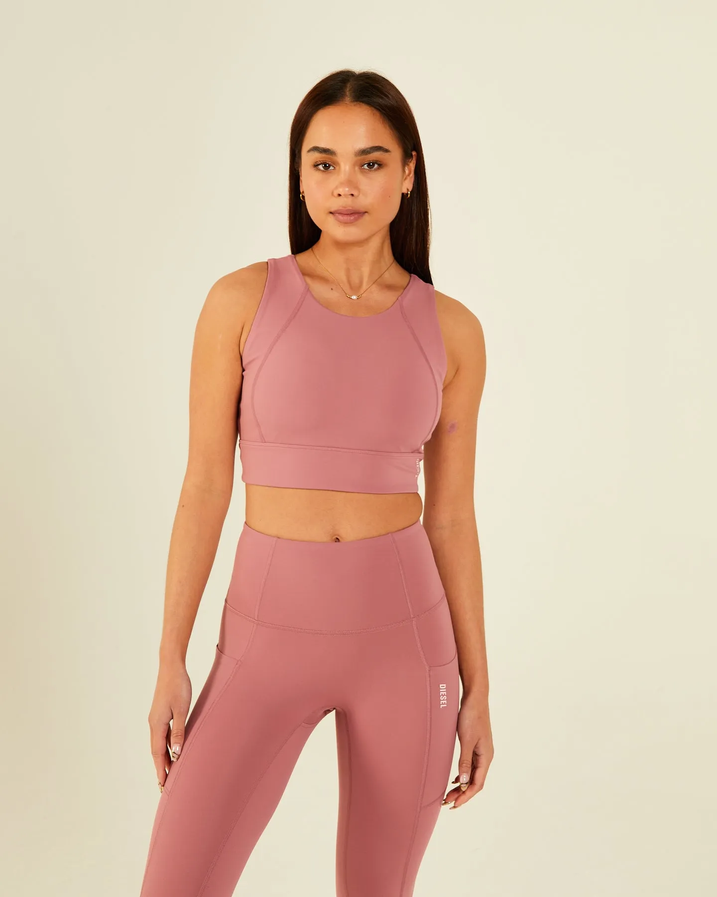 Lena Vest Blush Rose Strategic Mesh Placement