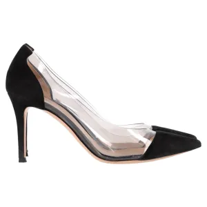 Gianvito Rossi Plexi 85 PVC Pumps in Black Suede Lace-Up Heels