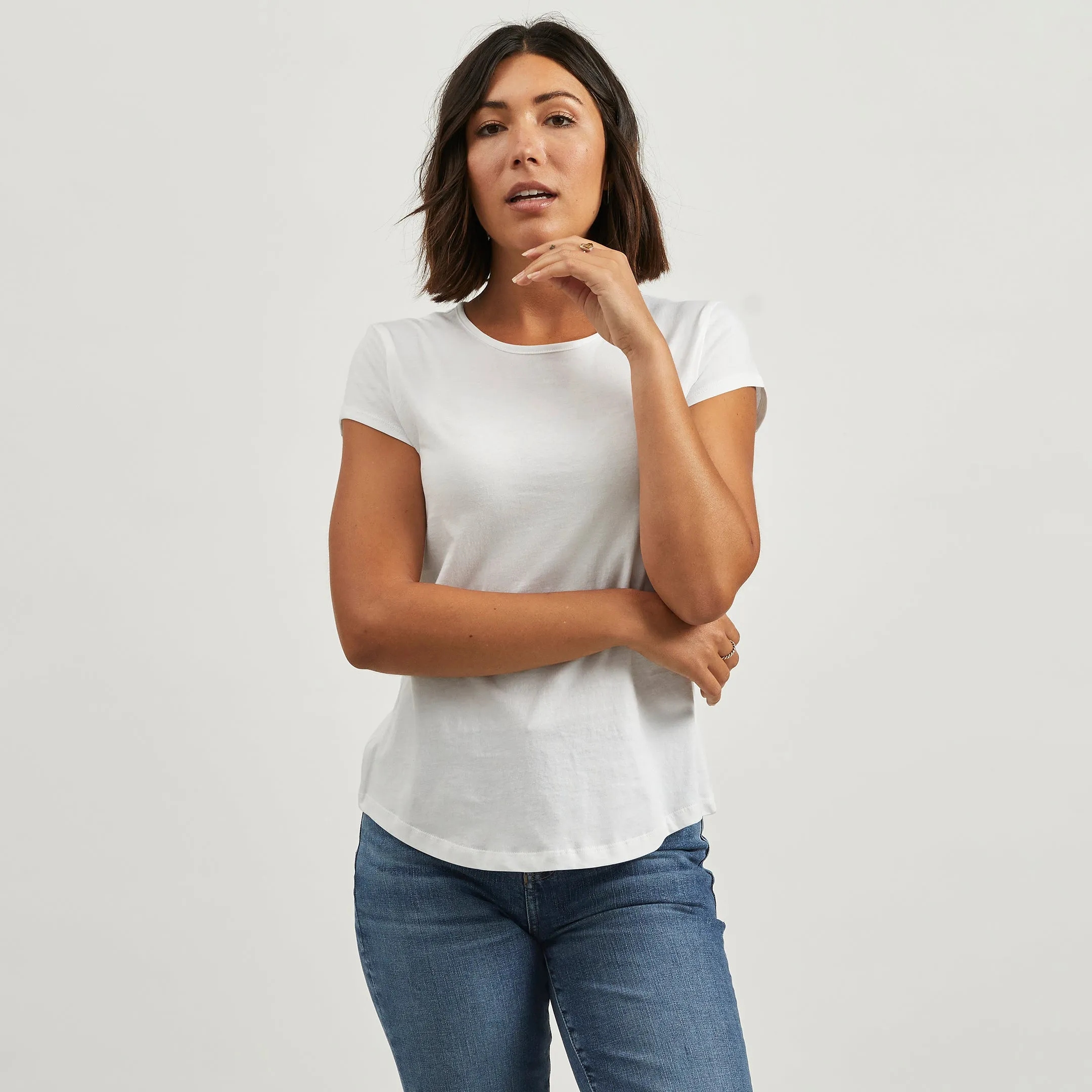 Cotton Cap Crew Tee Long Lasting Color Lightweight Look