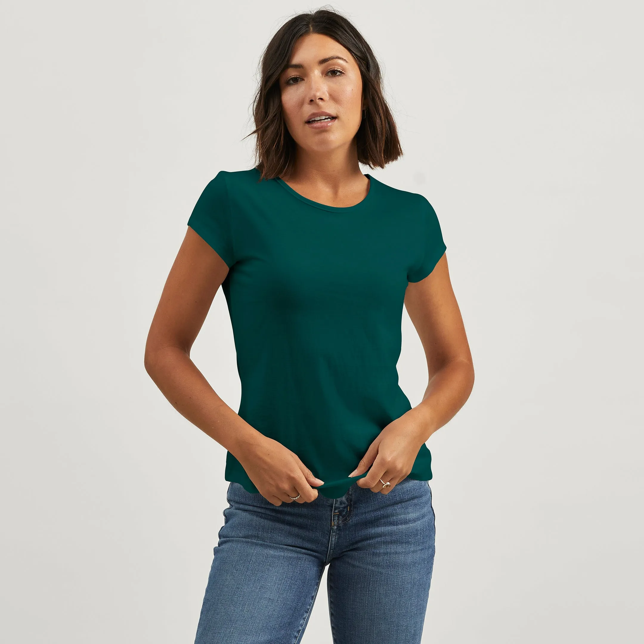 Relaxed Wear Fit Cotton Cap Crew Tee