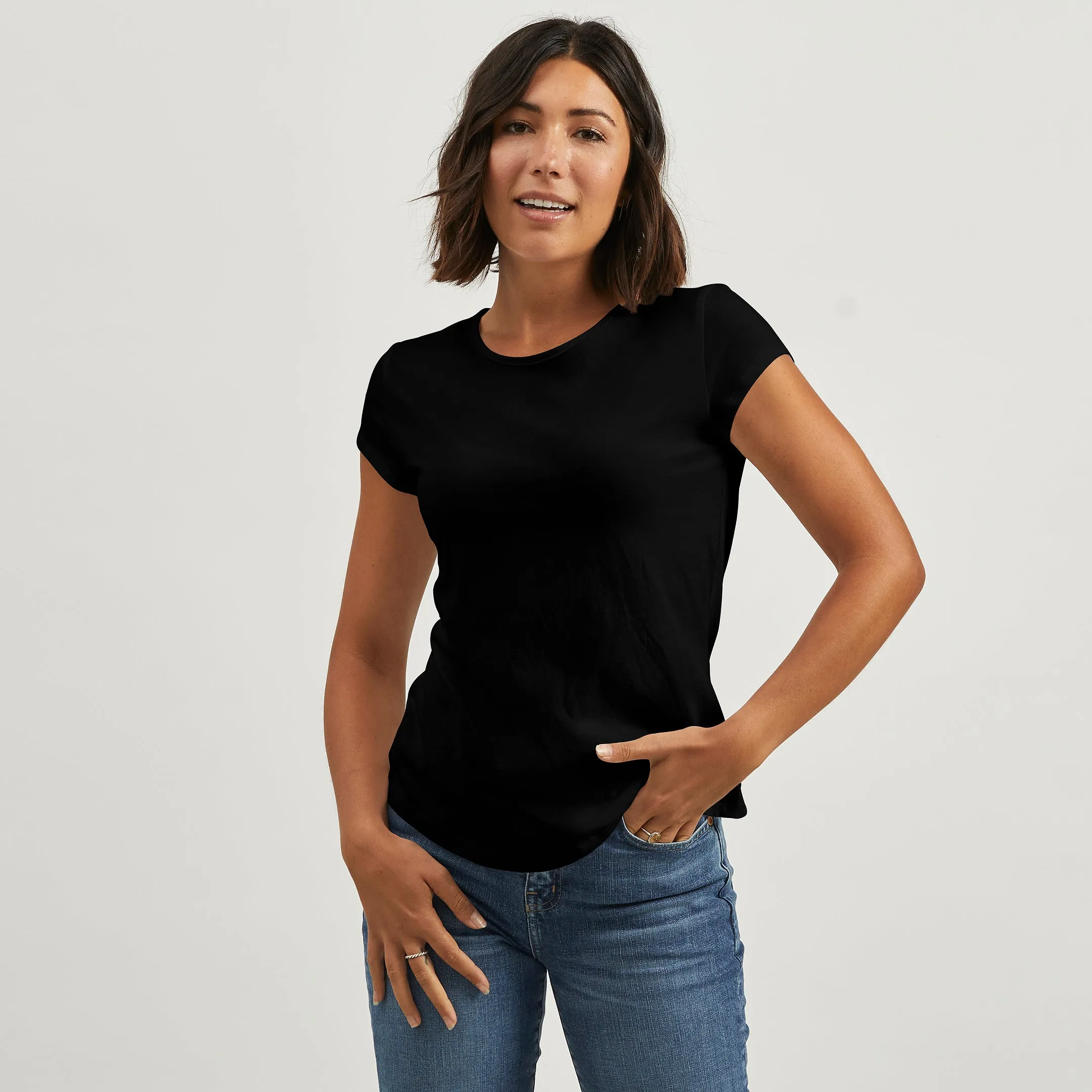 Effortless Style Sun Protection Cotton Cap Crew Tee