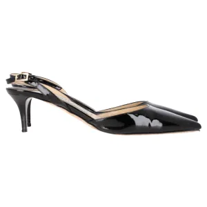 Jimmy Choo Tilly Slingback Kitten Heel Pumps in Black Patent Leather Street Glam Pivot Point