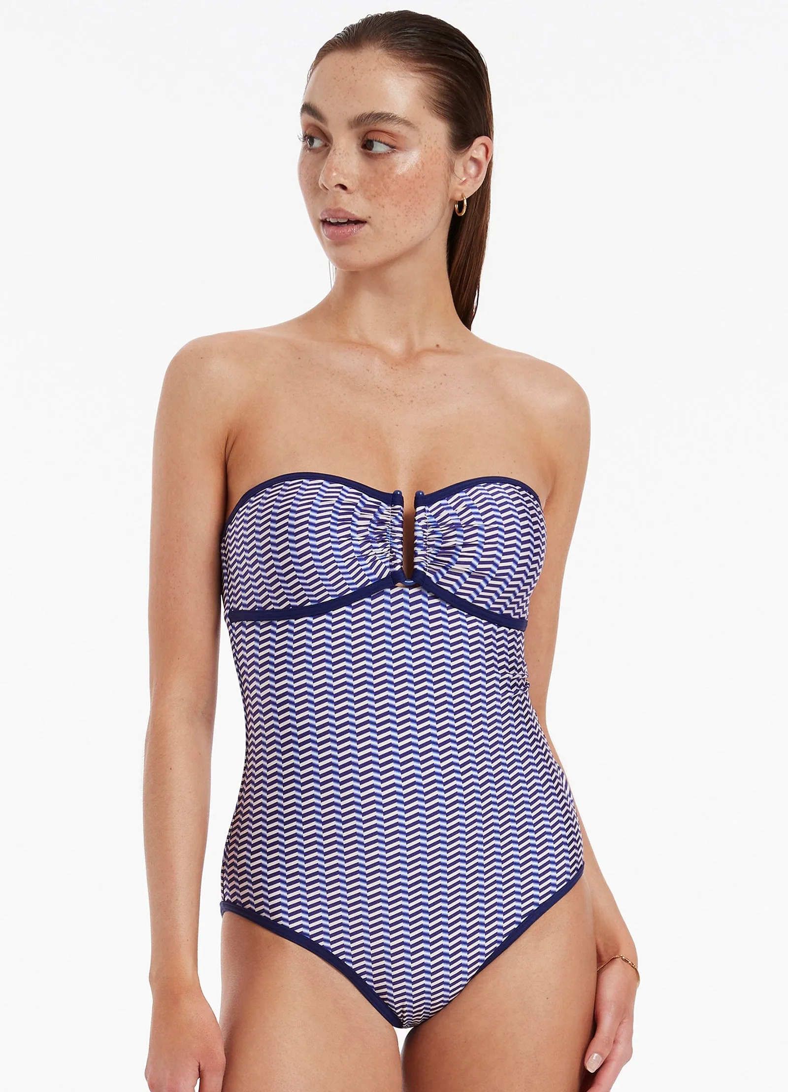 Travel Friendly Quick Dry Lining Amoudi Bandeau One Piece - Sapphire