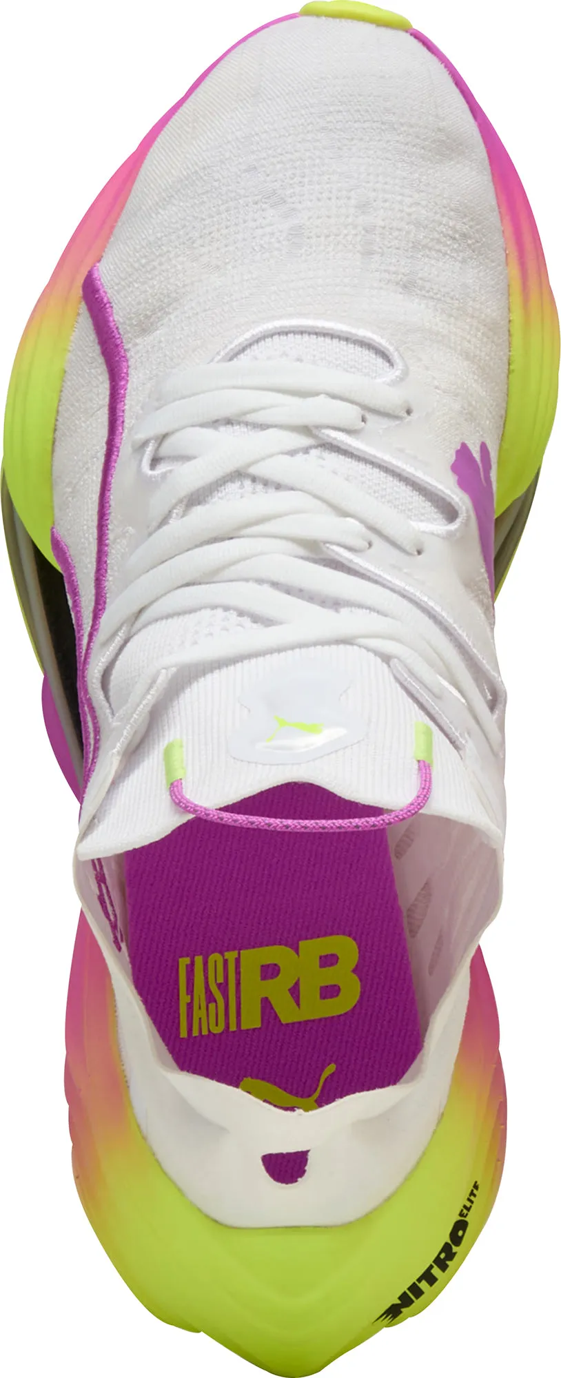 Reinforced Ankle Collar bumpy ride shoe adaptability Puma Fast-RB Nitro Elite Womens Running Shoes - White