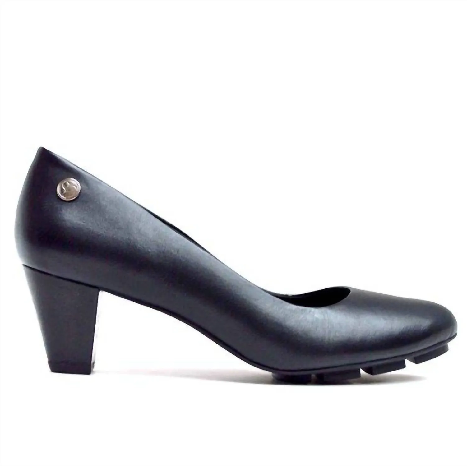 Women's Skip Mid Heels In Black Leather Gentle Finish