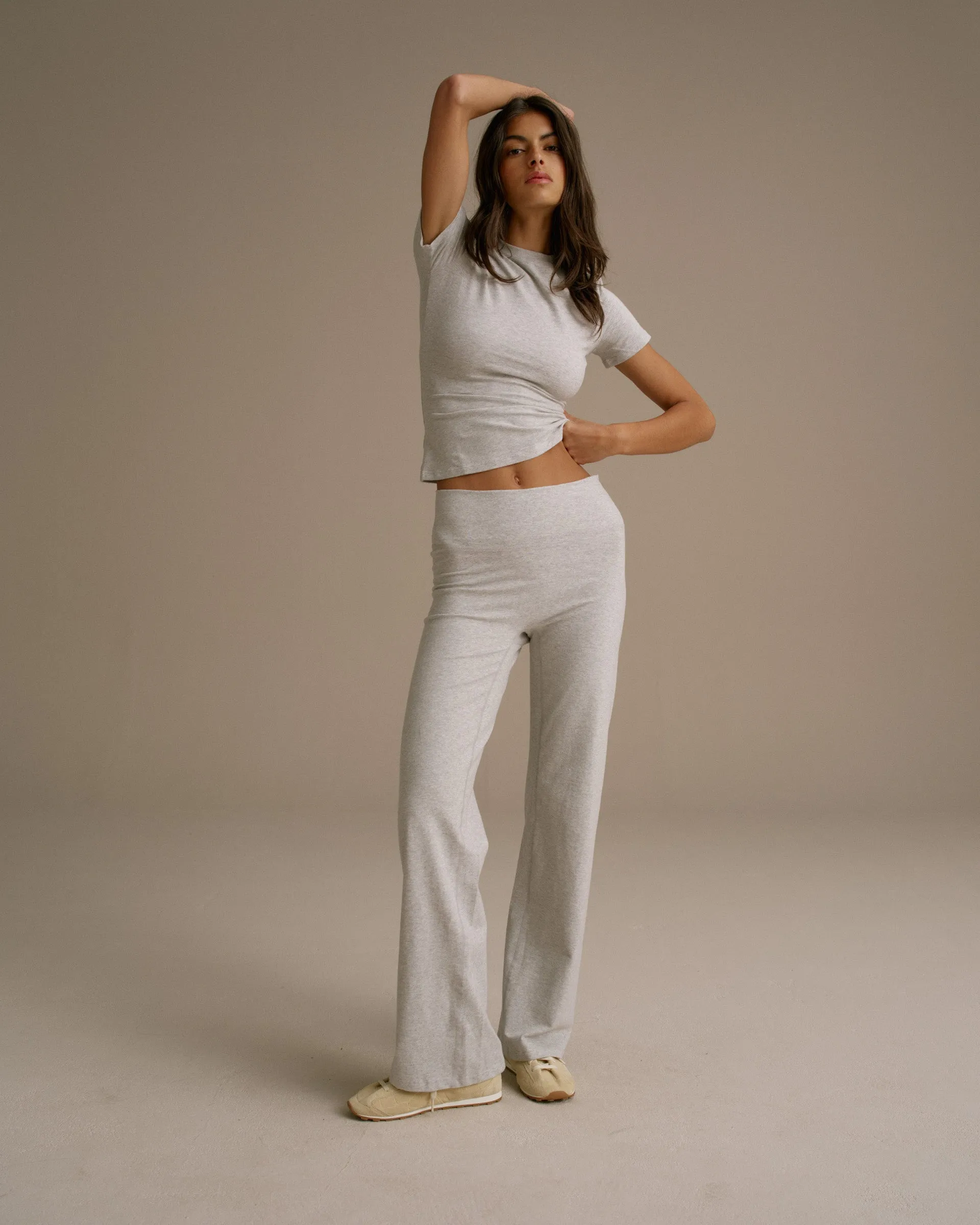 Cotton Yoga Pant - Grey Melange Multi Panel Construction BreathableFabric