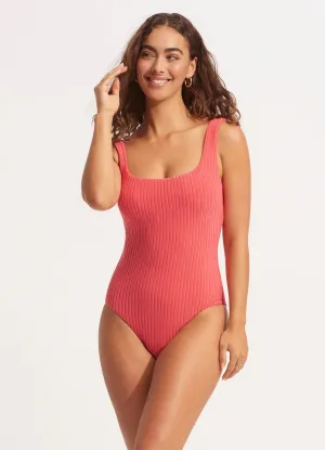 Fresh Look Thermal Bonded Edges Havana DD Tank One Piece - Sun Kissed Coral