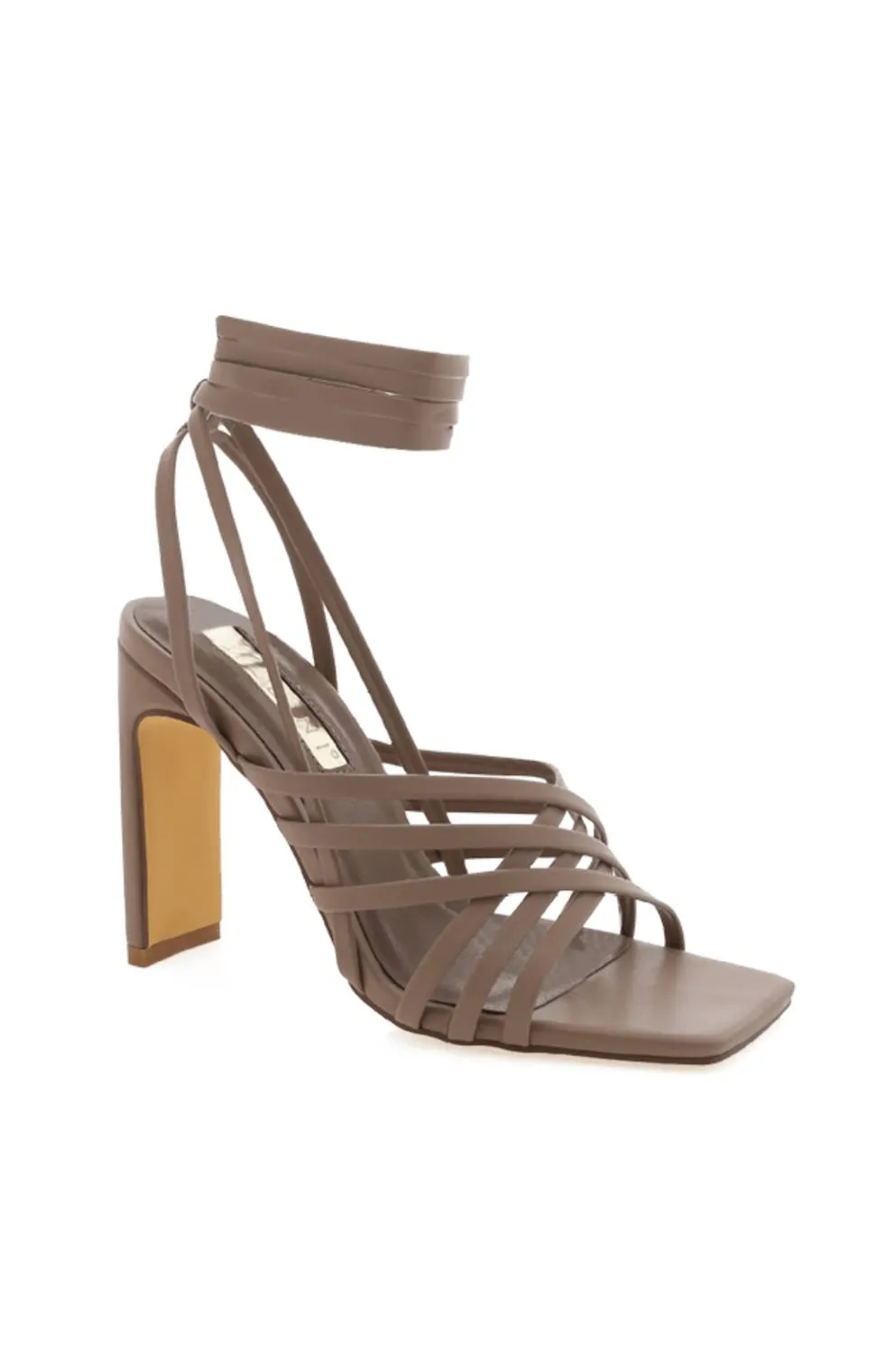 Tahana Taupe Strappy Heel In Pecan Suede Heels