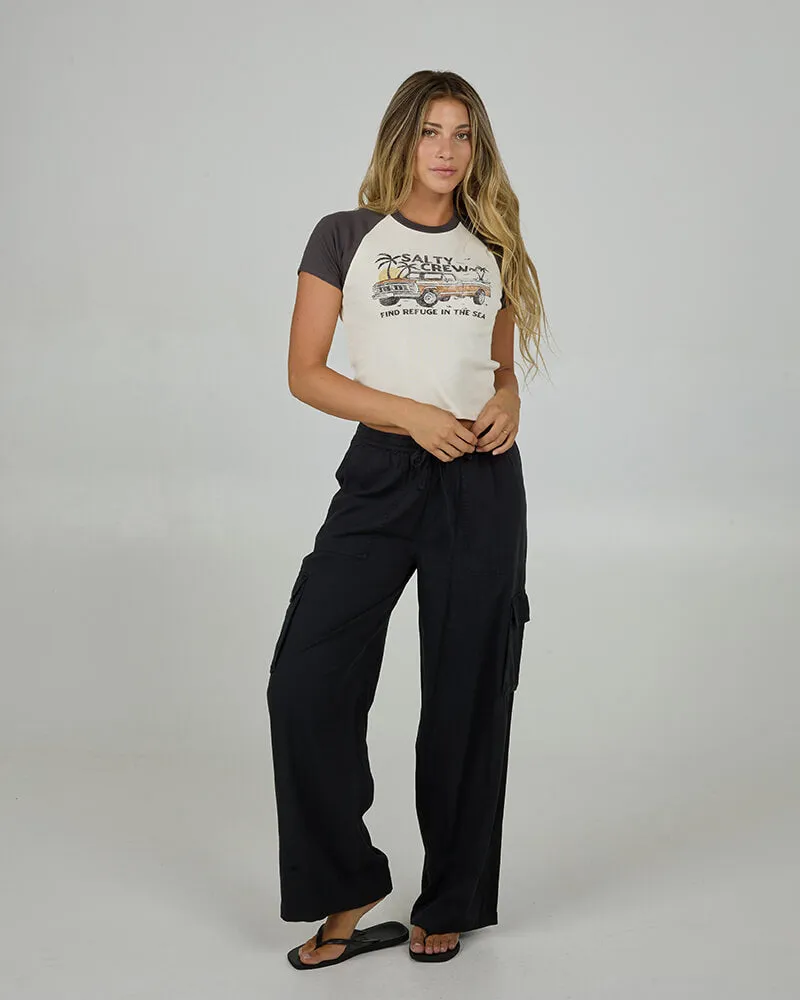 Tailgate Raglan Baby Tee - Charcoal Feminine Fit