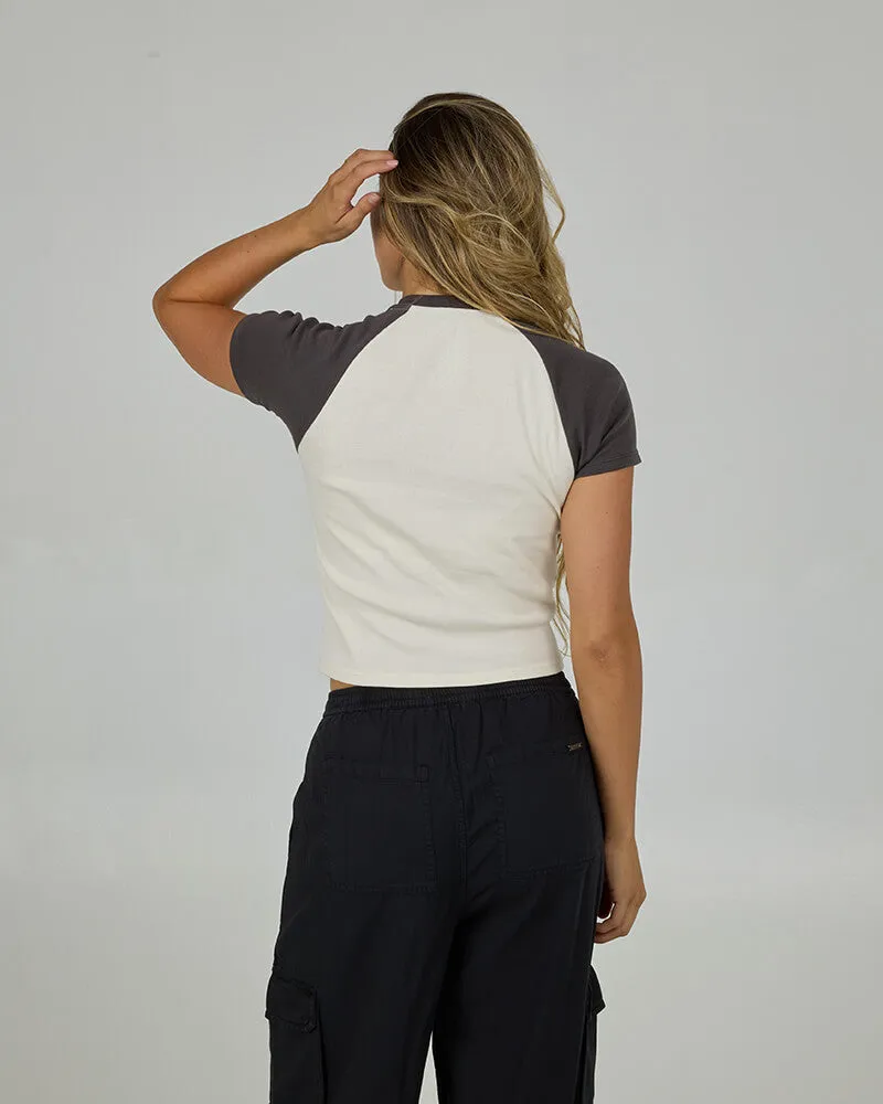 Casual Essential Tailgate Raglan Baby Tee - Charcoal