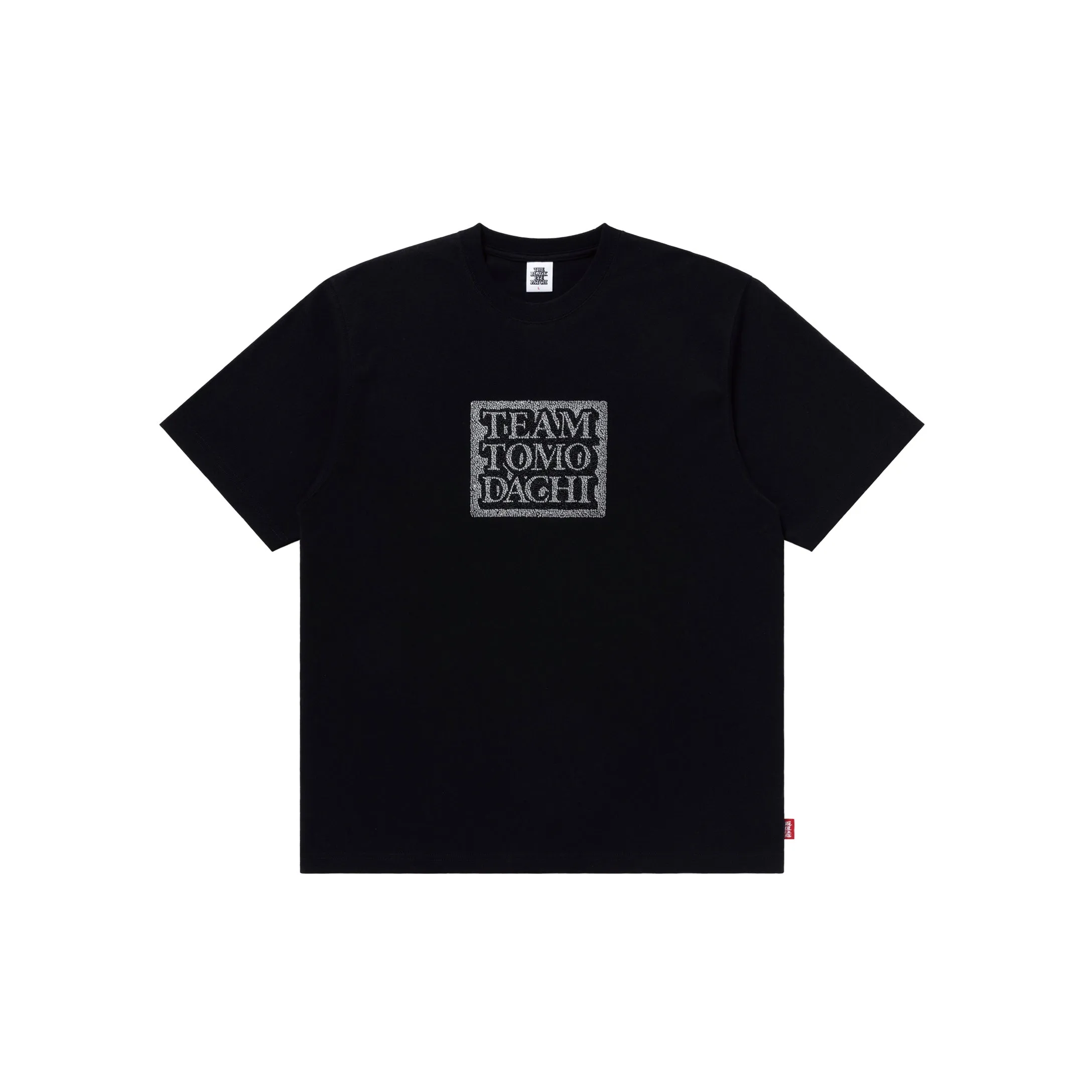 Casual Everyday Seasonal Trend TEAM TOMODACHI LABEL RHINESTONE TEE BLACK