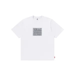 Dimensional Stability Weave Elastic Fit TEAM TOMODACHI LABEL RHINESTONE TEE WHITE