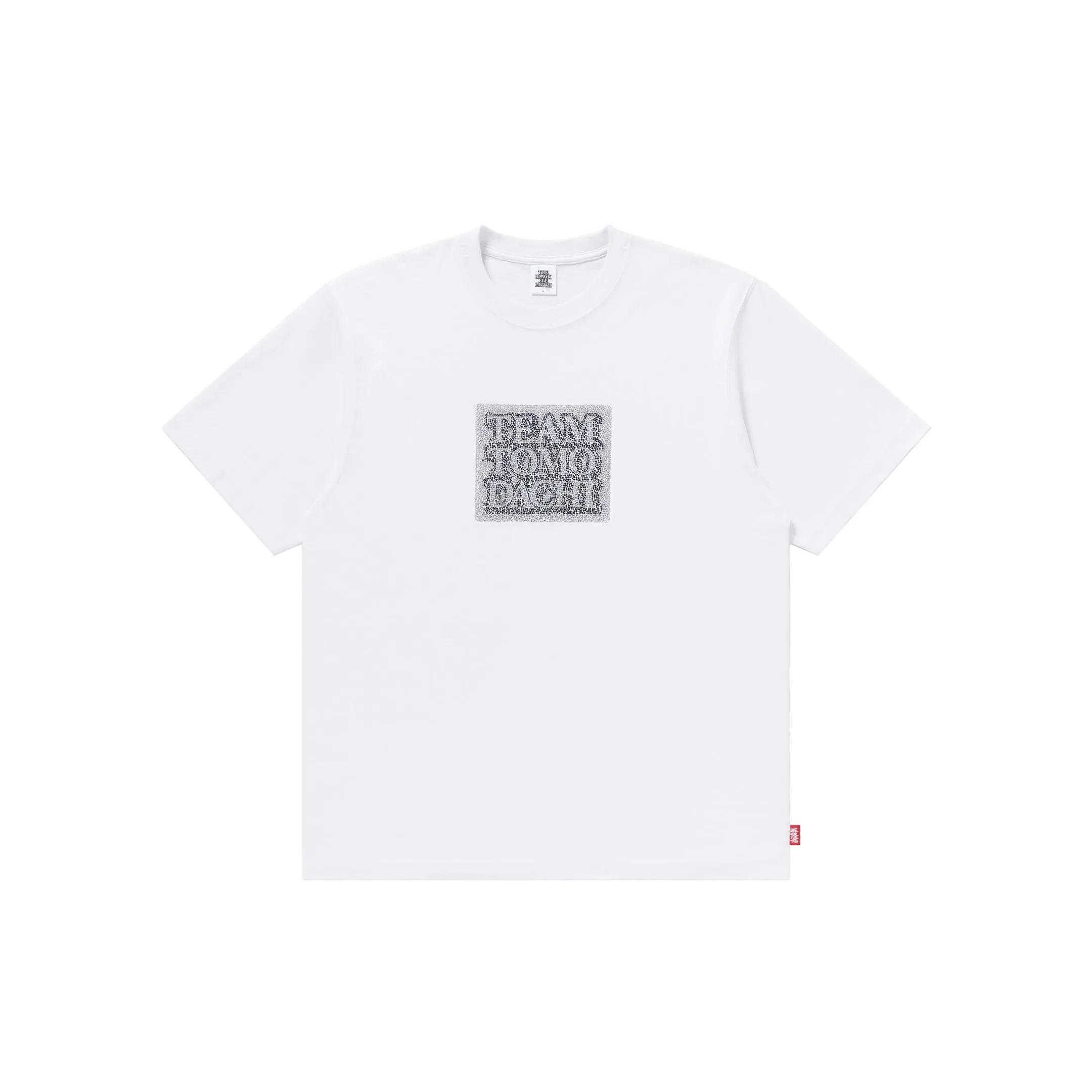 TEAM TOMODACHI LABEL RHINESTONE TEE WHITE Cozy Apparel WrinkleResistant Texture
