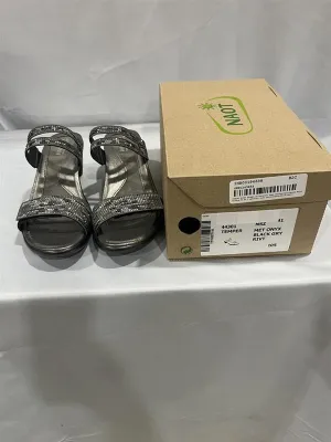 temper slide sandal in metallic onyx leather/gray/black multi rivets Comfortable Arch Support Ventilated Design