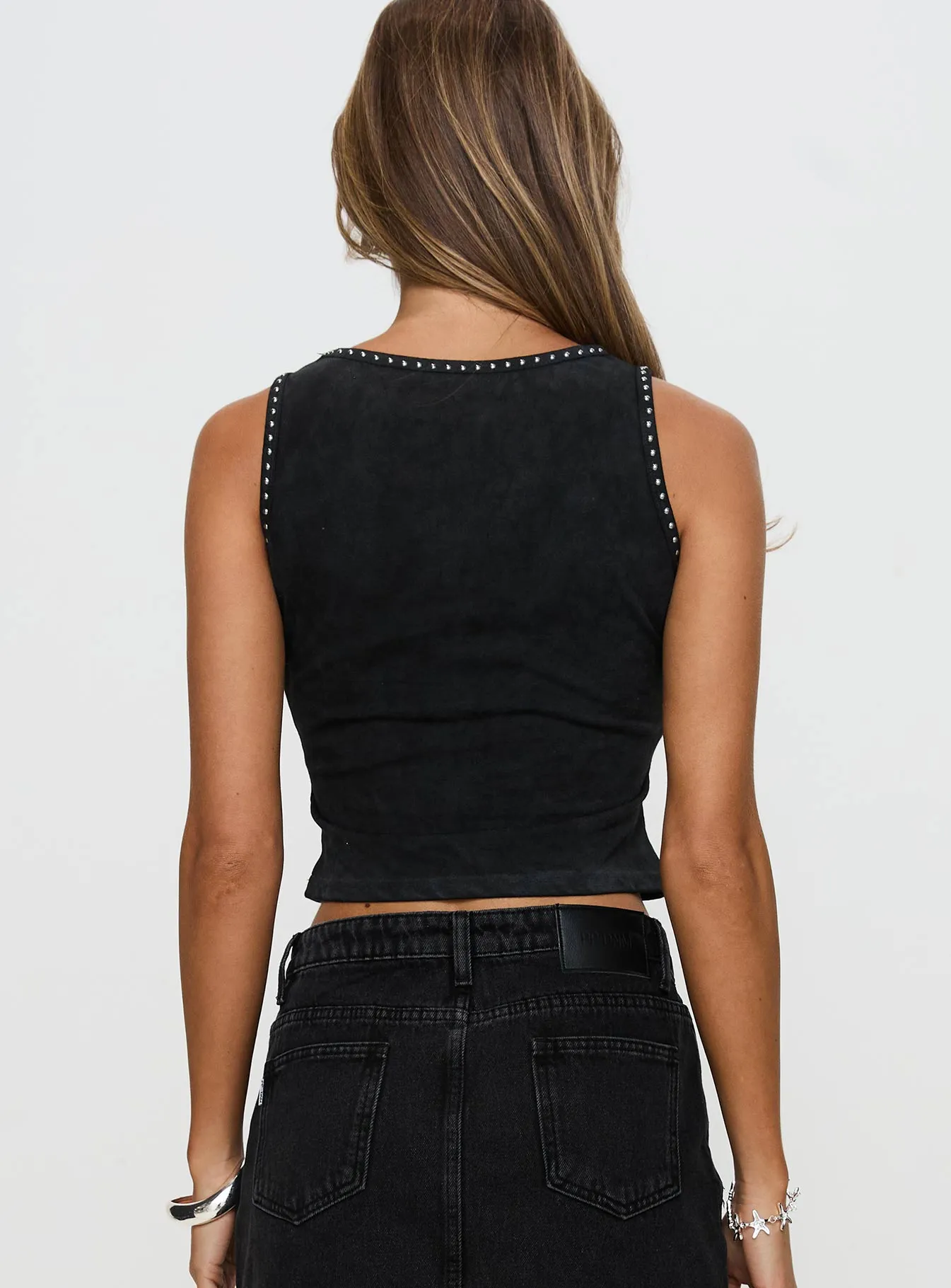 Flatlock Seams Texas Star Tank Top Black