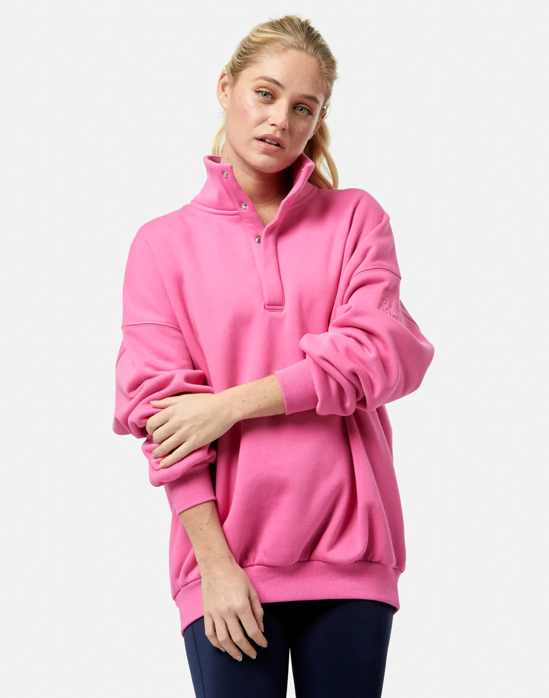 Snap Collar Sierra Sweatshirt in Sangria Sunset Comfy Layering