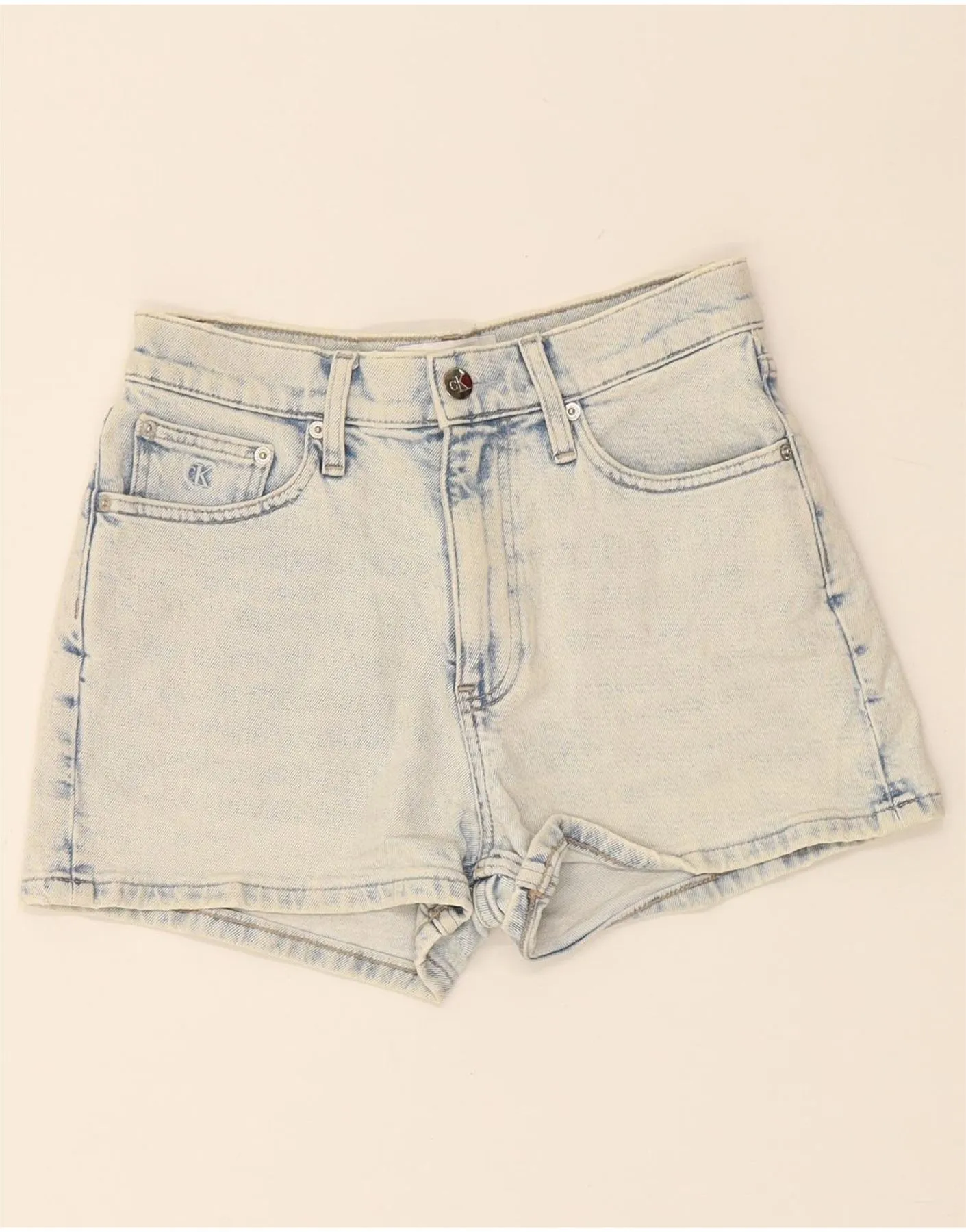 Casual Hangout Sustainable Dye Process CALVIN KLEIN Womens Denim Shorts W26 Small Blue Cotton