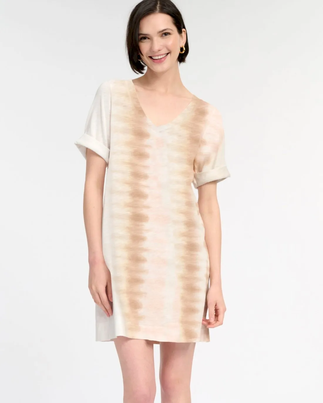Tie Dye Sylvia T-Shirt Dress Cool Draping Layered Design