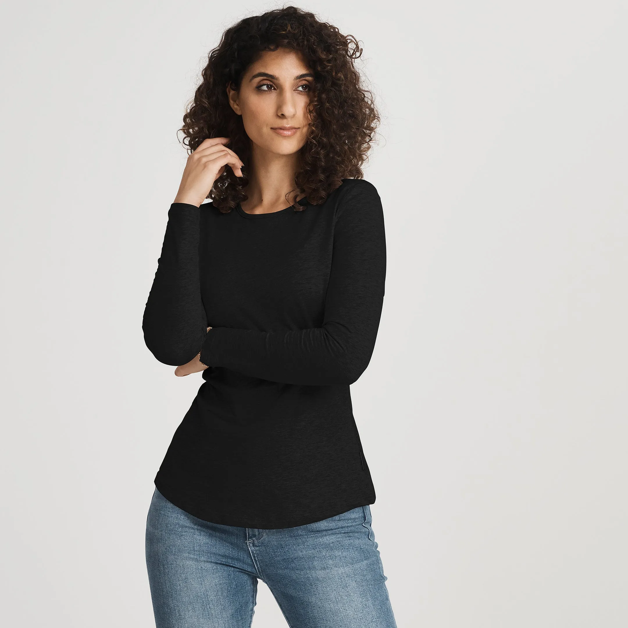 Recycled LS Crew Tee Soft and Stretchy