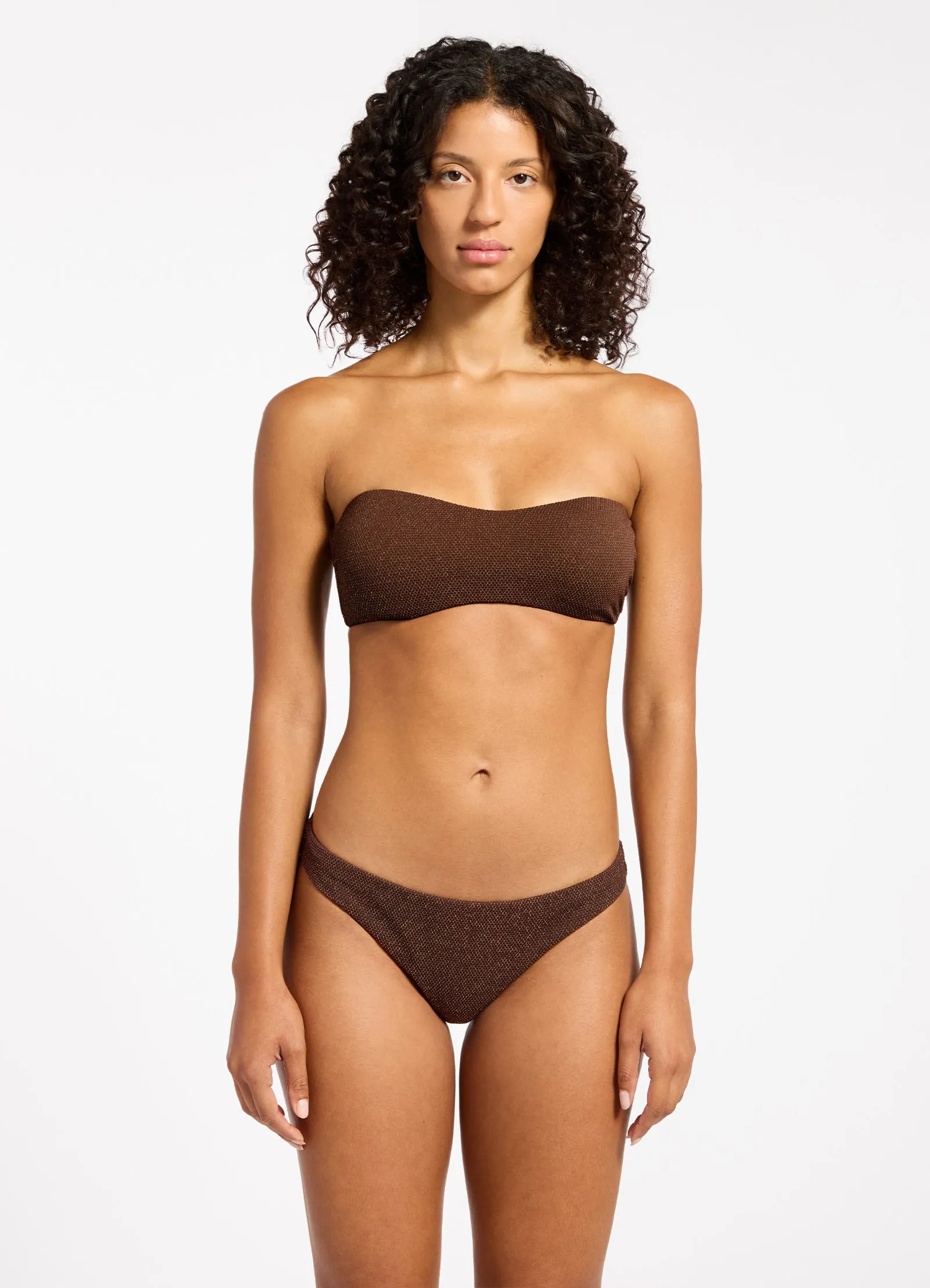 Tirari Nights Hipster Bikini Bottom - Chocolate Removable Padding Roll Resistant Edges