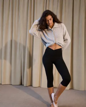 Slim Silhouette Ultimate Capri Wrap Over Leggings - Black