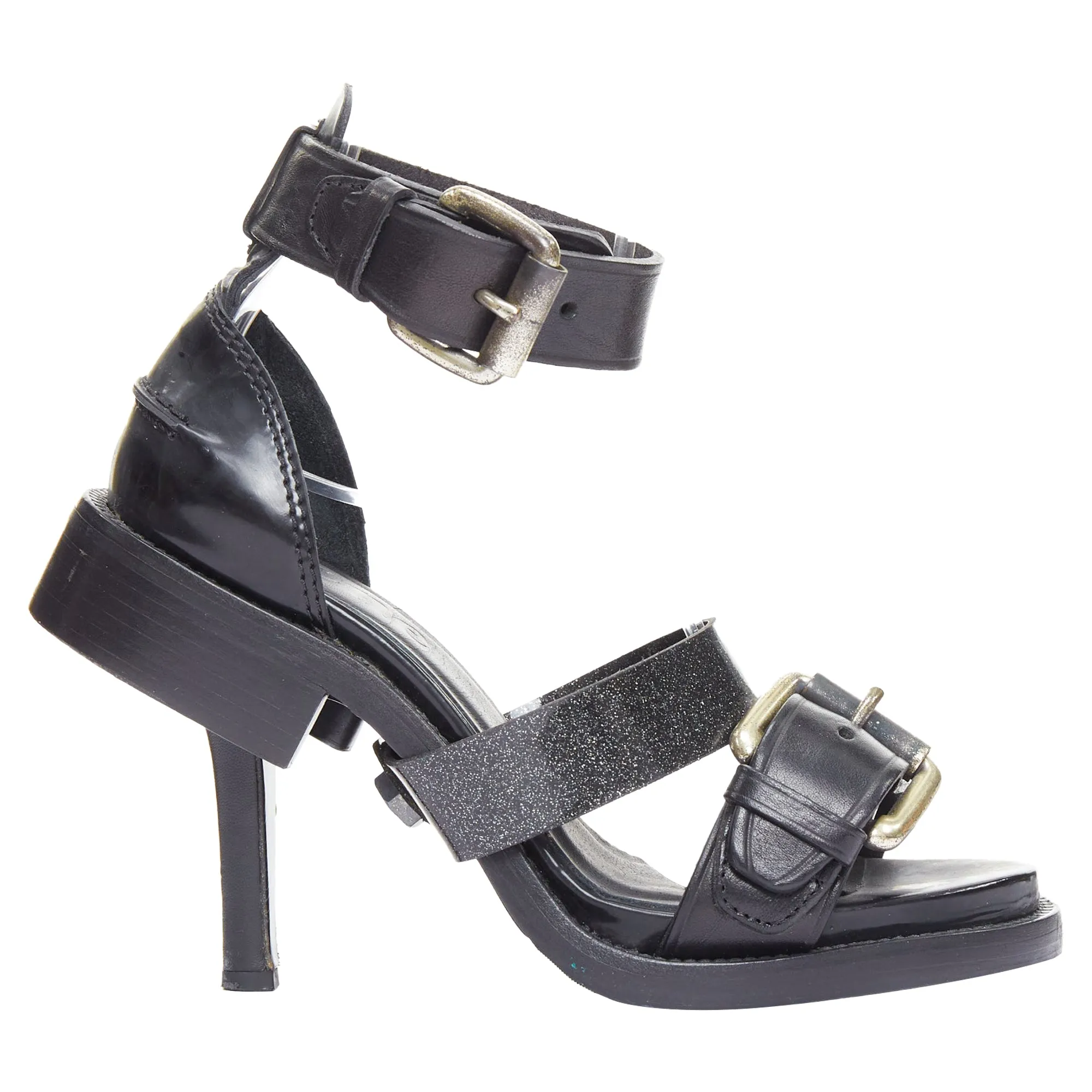 Enhanced Mobility Low Top Acne Studios leather buckle deconstructed high heel sandals