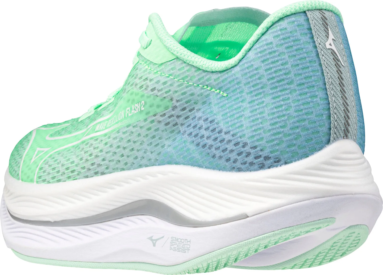 Seamless Toe Box anaerobic running gear Mizuno Wave Rebellion Flash 2 Womens Running Shoes - Green