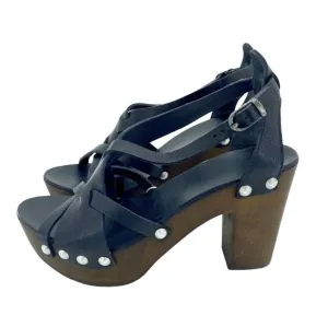 Studded Leather Platform Sandals In Black Work Ready Luxe Heels