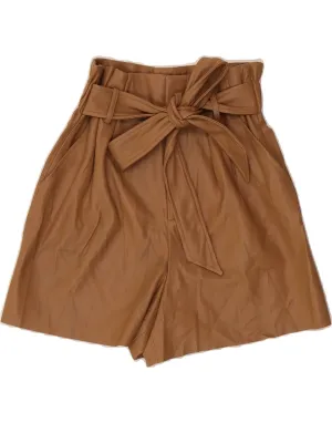 Roomy Cut ZARA Womens Faux Leather Casual Shorts Small W26  Brown Polyester