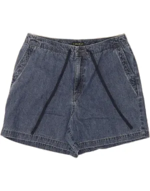 Fashion Statement EDDIE BAUER Womens High Waist Denim Shorts US 14 XL W32 Blue Cotton