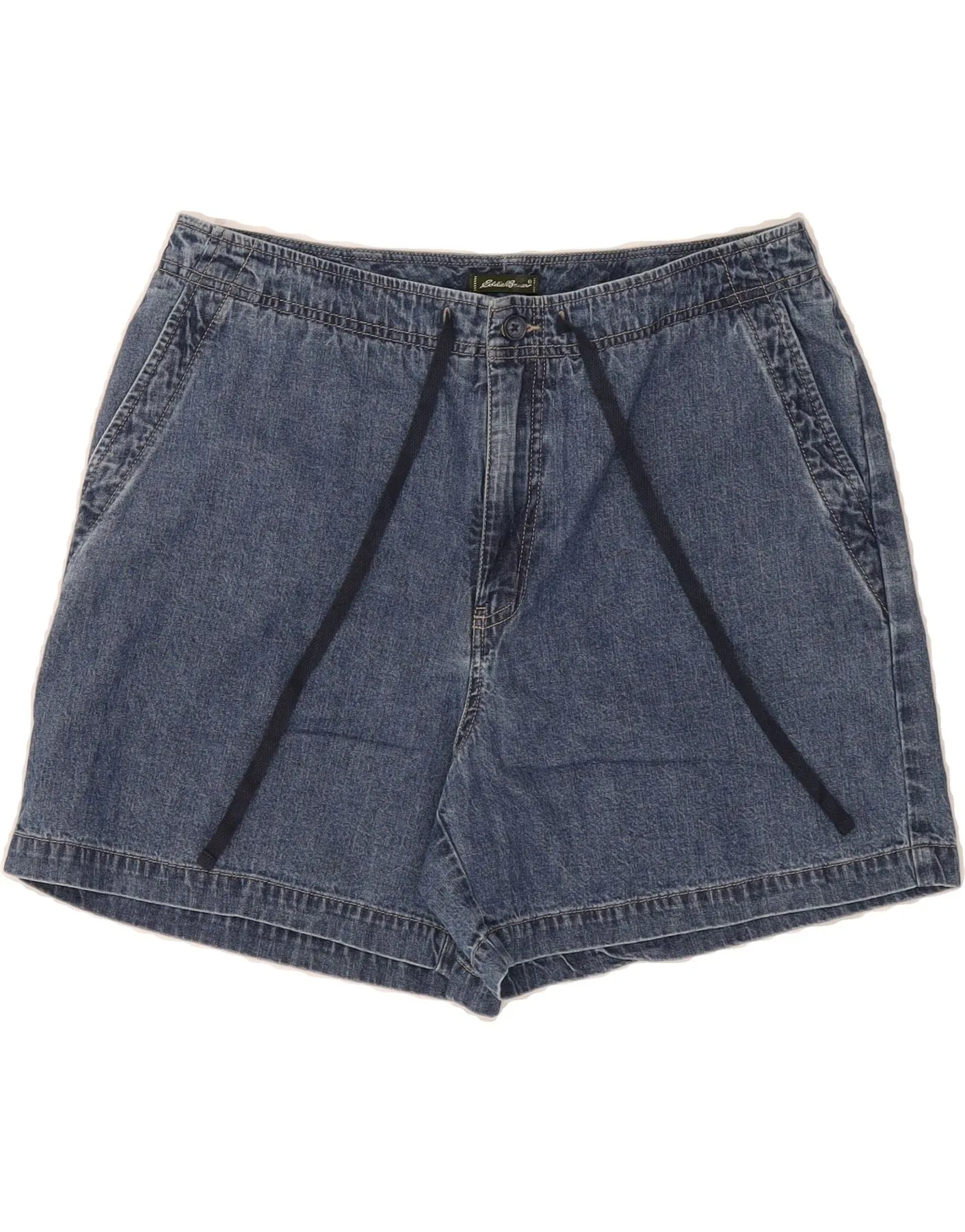 Fashion Statement EDDIE BAUER Womens High Waist Denim Shorts US 14 XL W32 Blue Cotton