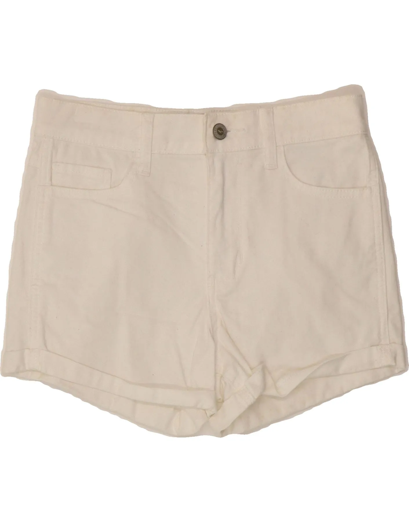 HOLLISTER Womens Denim Shorts W26 Small White Cotton Morning Comfort Seamless Shoulder Construction