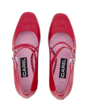 Breathable Upper Retro Sandals Alice Pumps - Carel - Red - Patent Leather