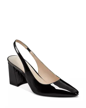 Glossy Detail Women's Valinda Pointed Toe Block Heel In Black Patent