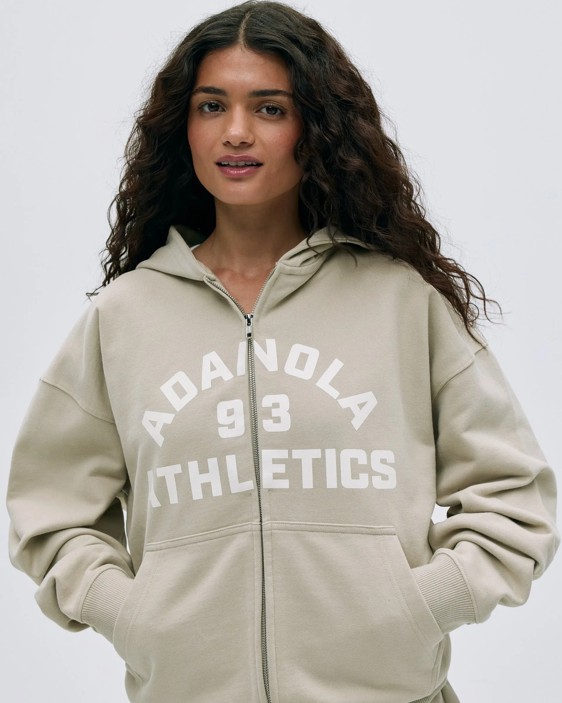Brand Reputation Cold Day Wear Campus Oversized Full Zip Hoodie - Stone