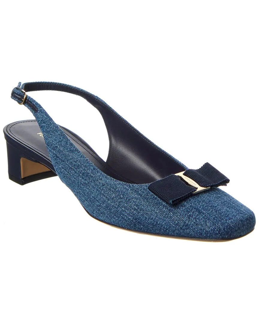Ferragamo Rivada Denim & Leather Slingback Pump Creative Vibe