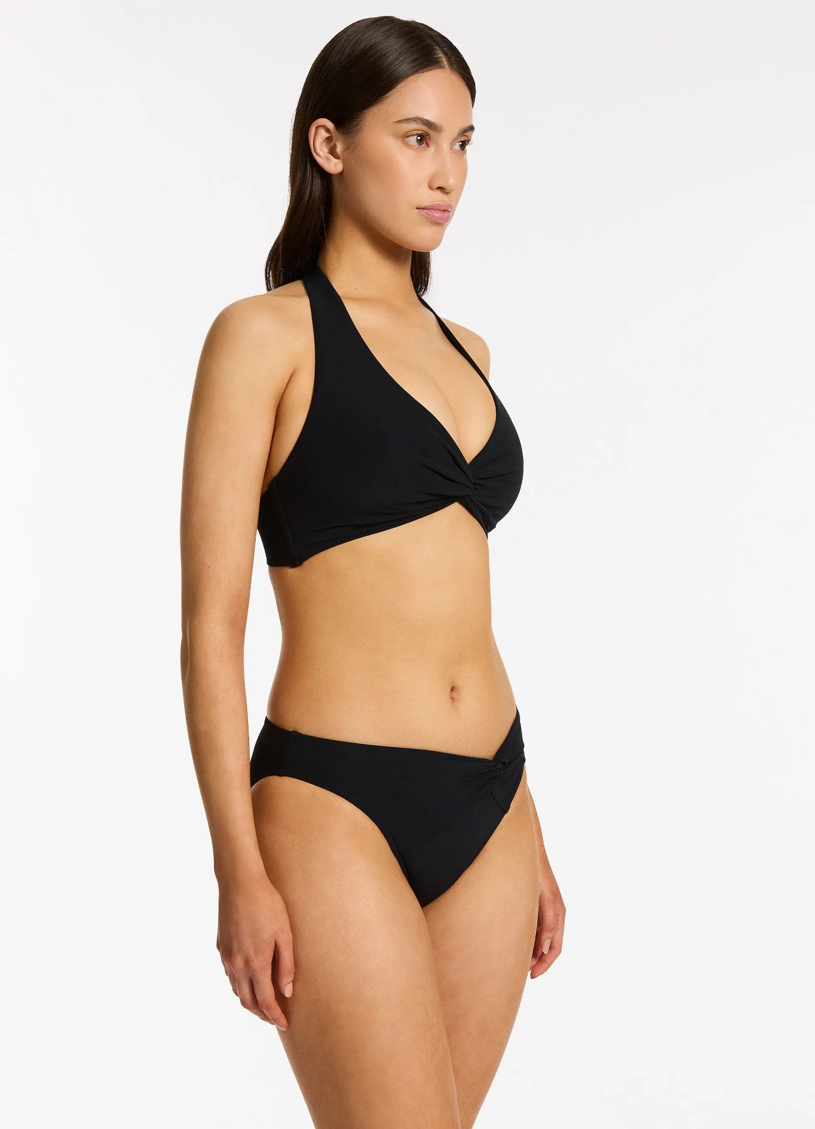 Zero Gravity Feel Twist Front Hipster Bikini Bottom - Black