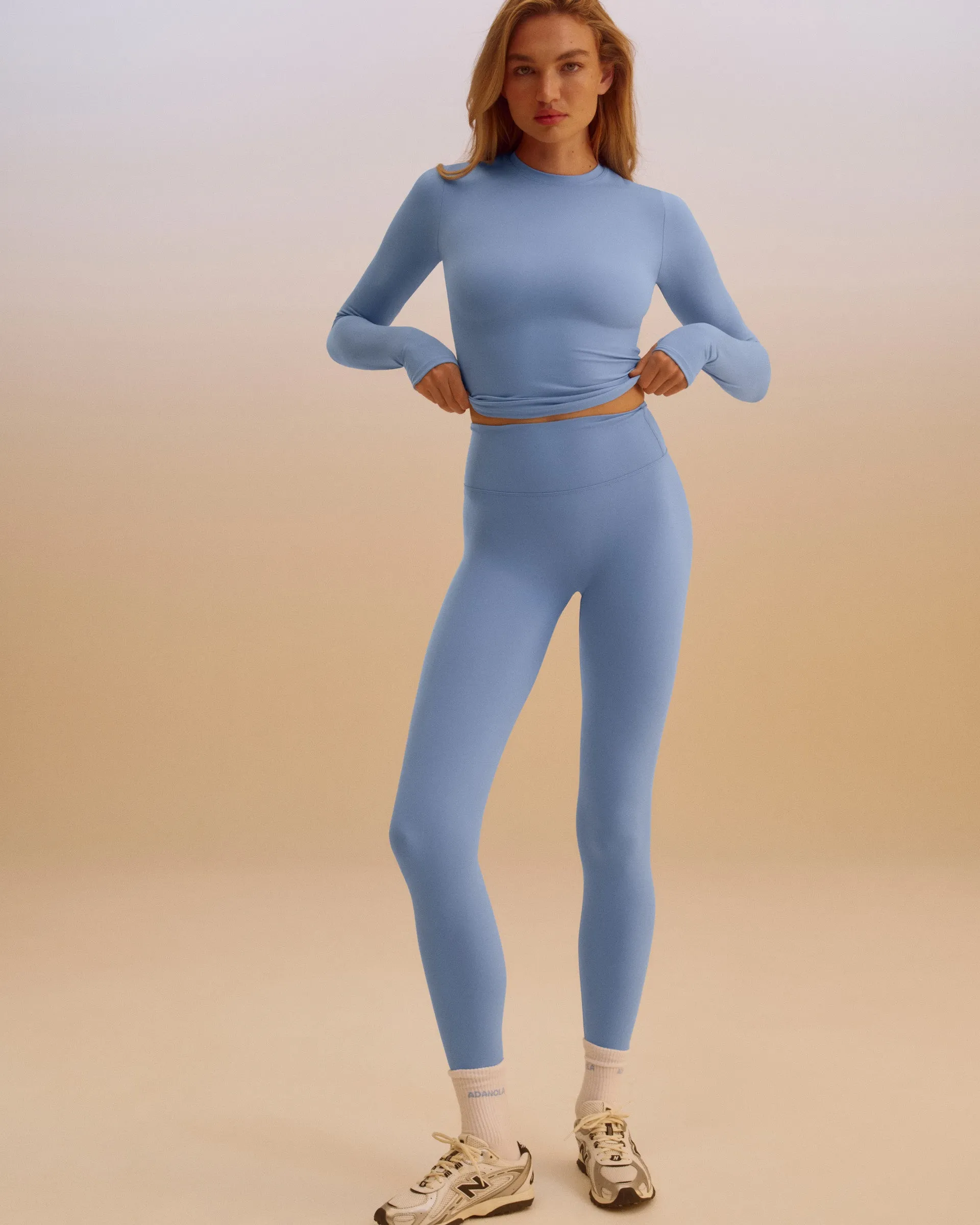Ultimate Leggings - Ice Blue No Roll Waist Shape Enhancing
