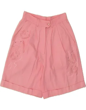 Linen blend Pocket Detailing VINTAGE Womens High Waist Chino Shorts IT 40 Small W26  Pink Cotton