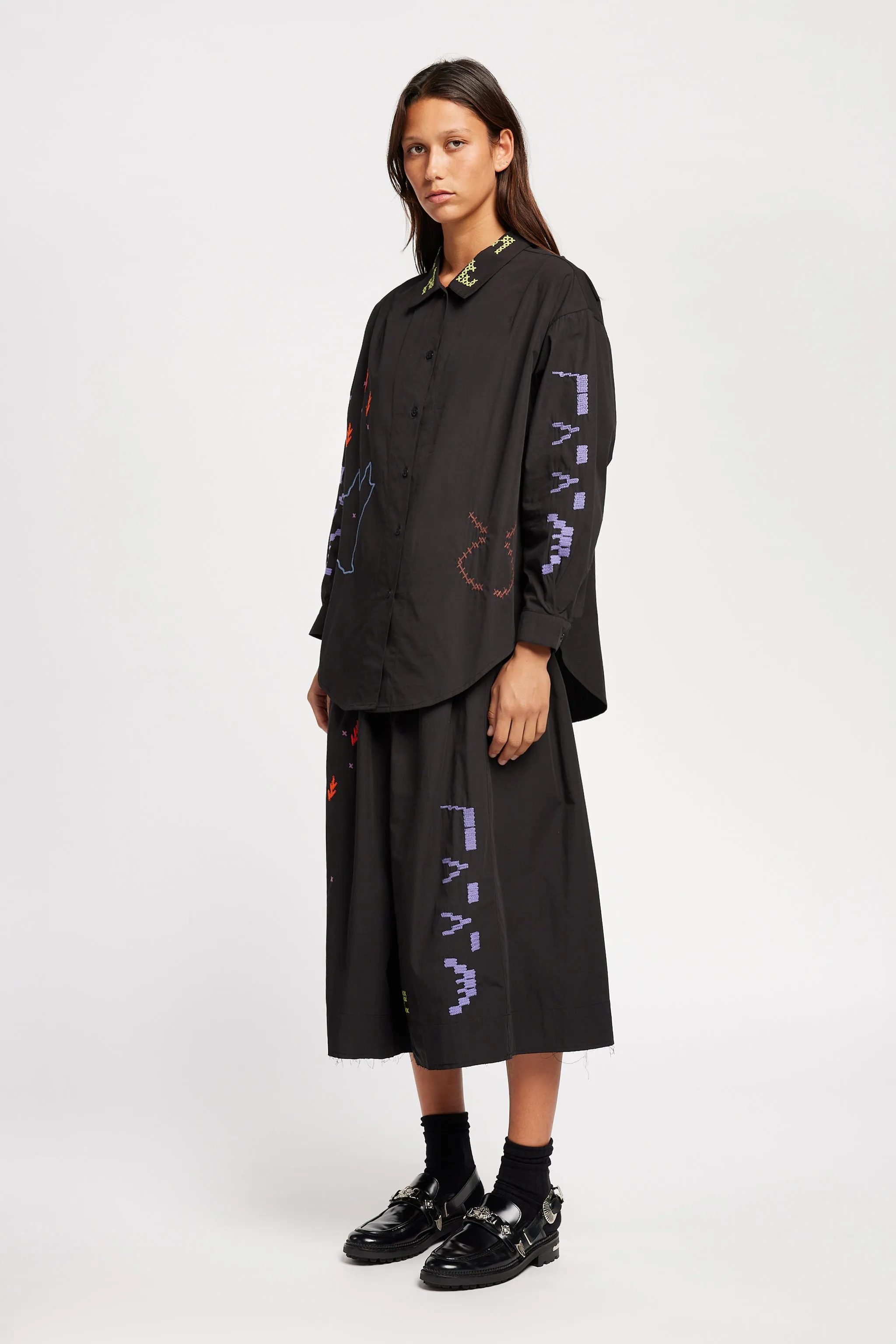 Fashion Details Daily Wear Universe Embroidered Skirt Black