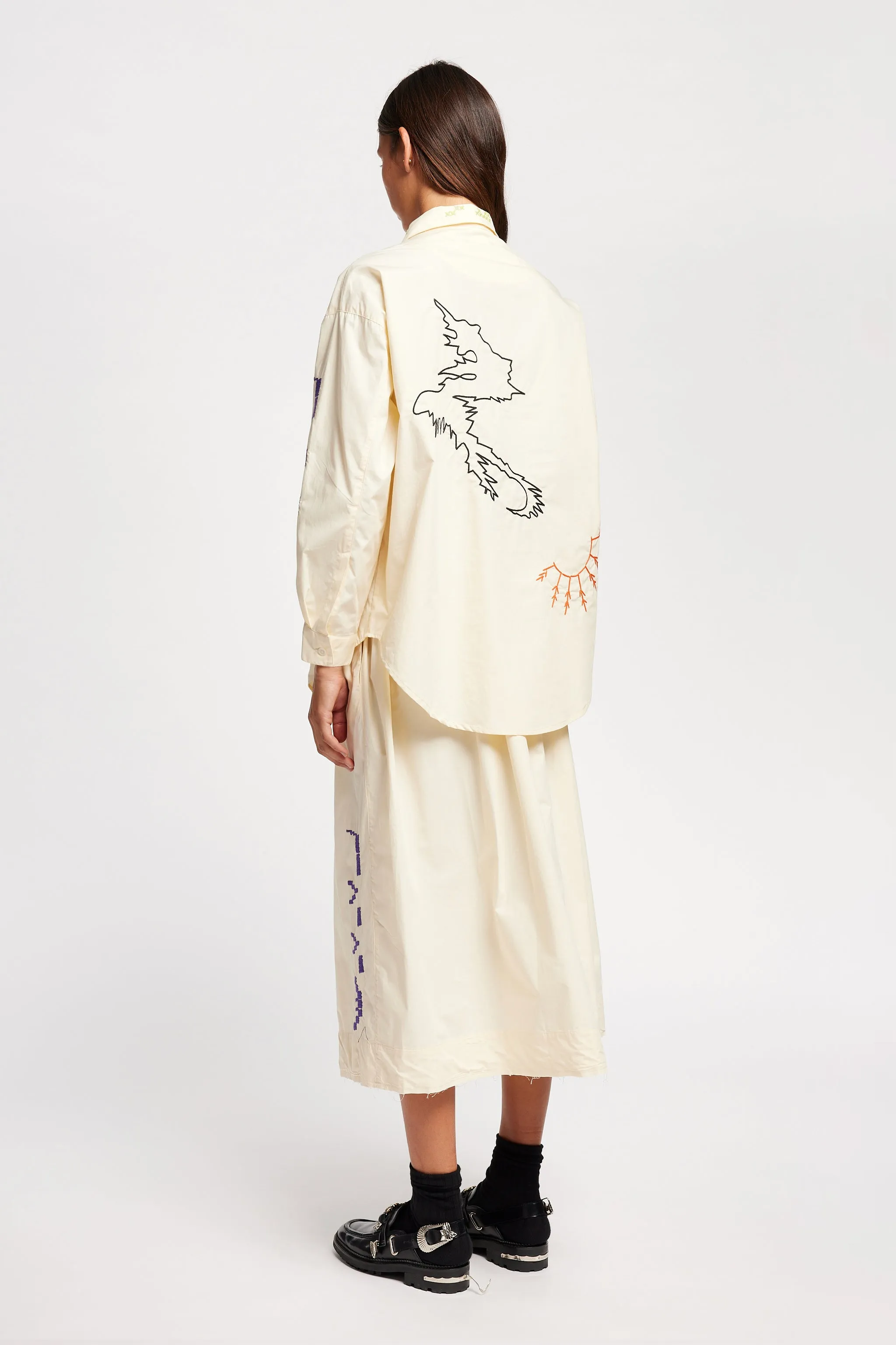 Universe Embroidered Skirt Ecru Festival Outfit Simple Motion