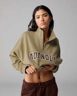 Outdoor Essential Varsity Relaxed Funnel Neck Zip Sweatshirt - Pistachio Green