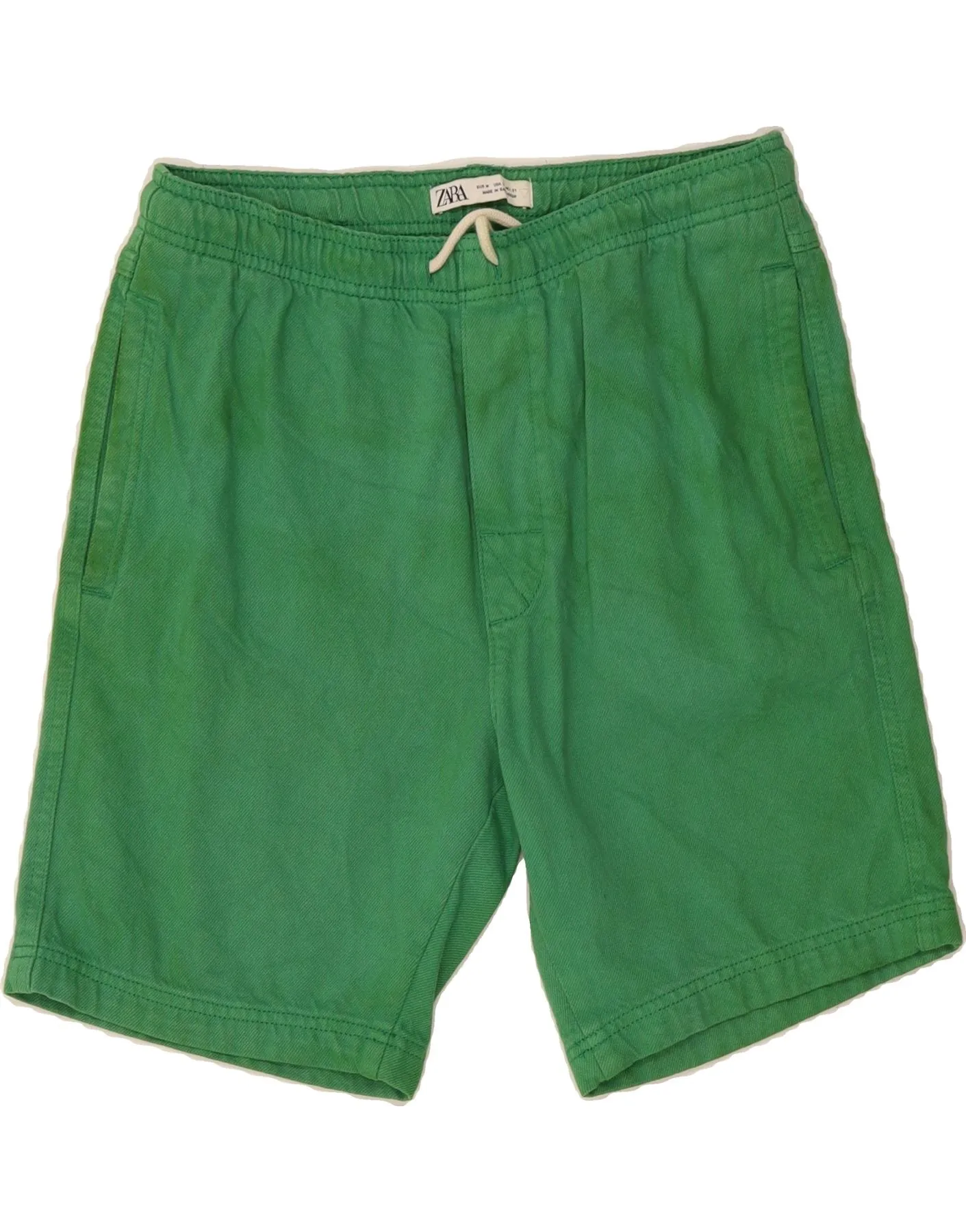 ZARA Womens Chino Shorts Medium W31 Green Cotton Functional Wear Static Dissipating Fiber