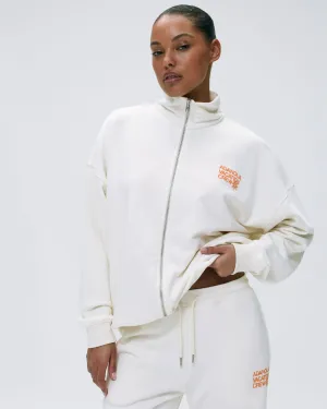 Vacation Full Zip Funnel Sweatshirt - Marshmallow White/Mango Orange Formal Casual