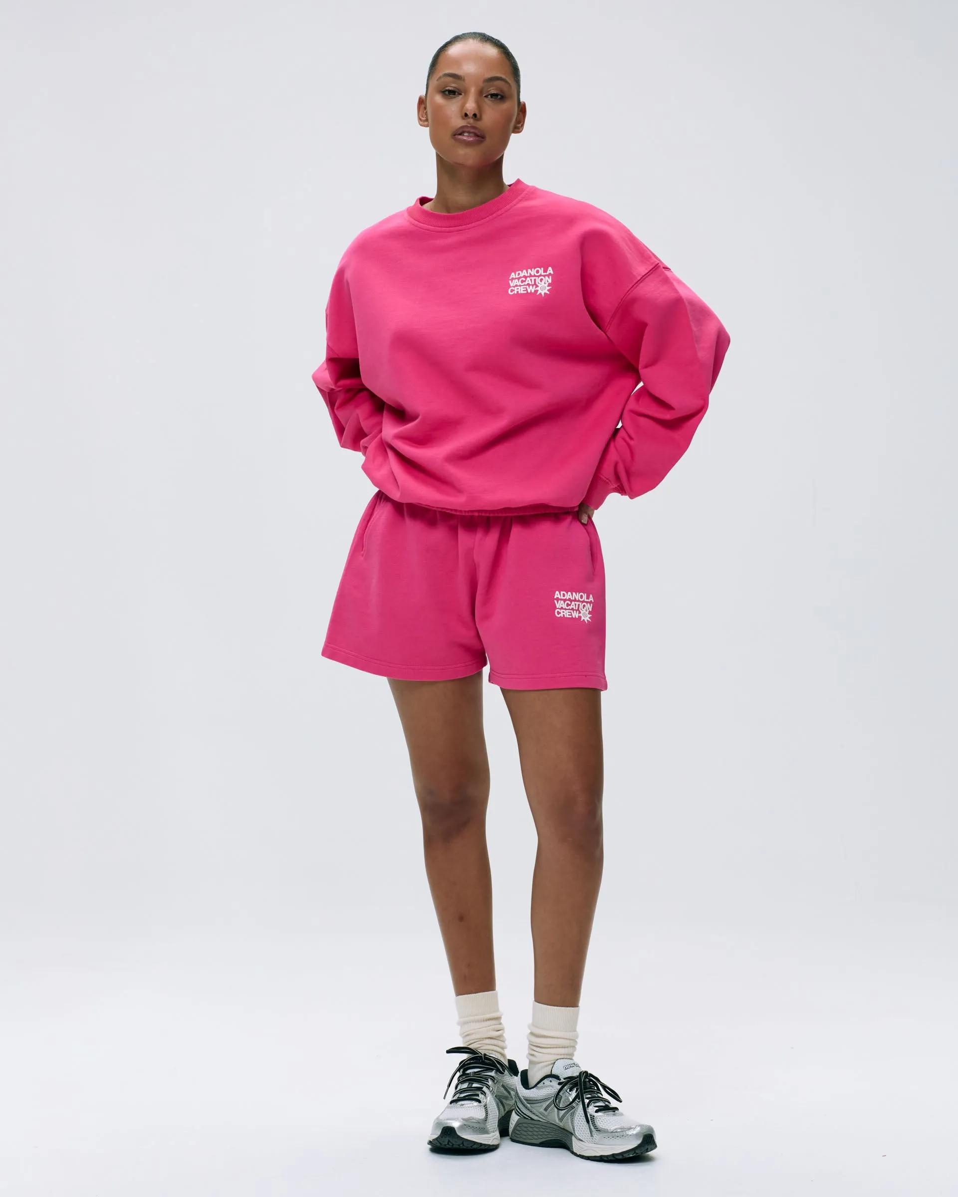 Vacation Oversized Sweatshirt - Hot Pink/Marshmallow White color trend Simple Comfort