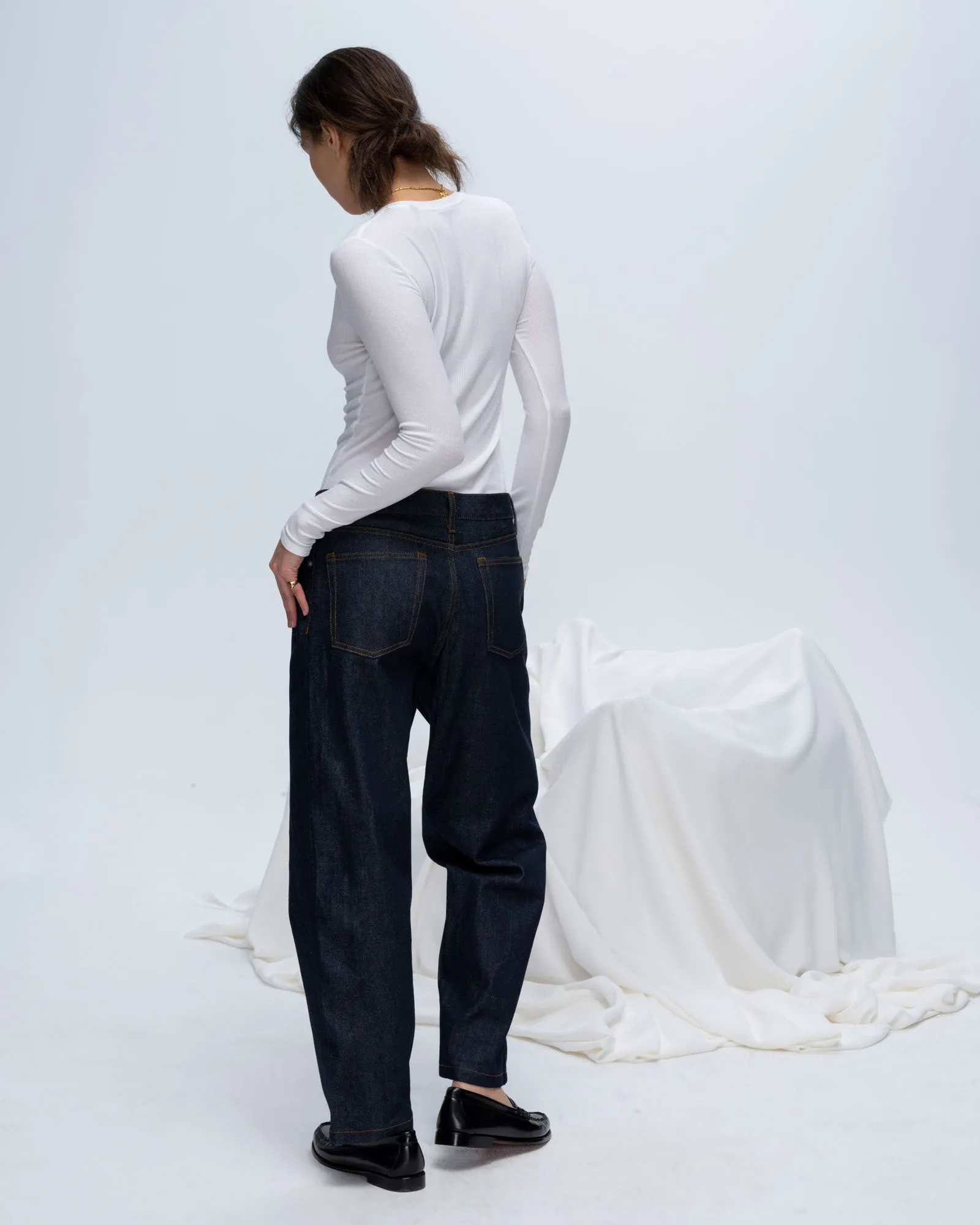 EnhancedDurabilityFinish Modal Rib Long Sleeve V-Neck Tee - White