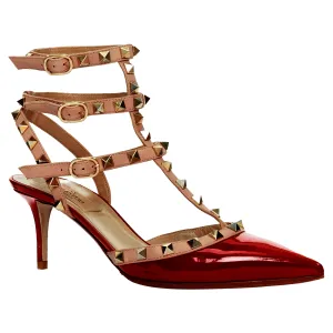 party mode Premium Pumps Valentino red patent rockstud caged heels